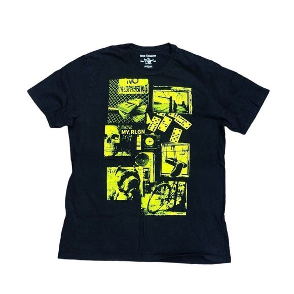 TRUE Religion T Shirt Short Sleeve Big Logo Graphic Tee Large - Picture 1 of 4